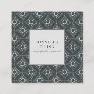 Tiling Flooring Grey Black Diamond Pattern Square Business Card