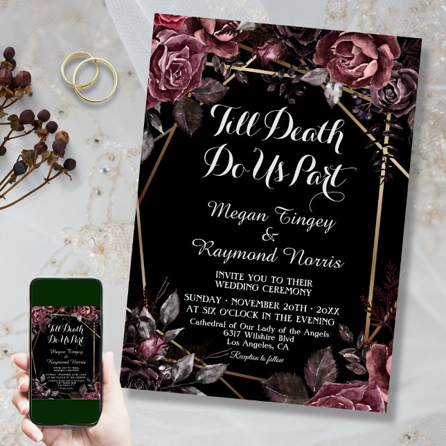 Till Death | Black Gothic Dark Floral Elegant Fall Invitation (Creator Uploaded)