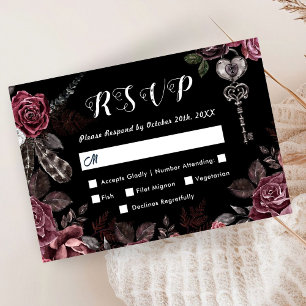 Till Death   Black Gothic Dark Floral Elegant RSVP