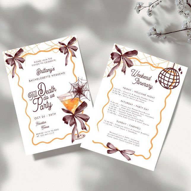 Till Death Bow Cocktail Halloween Bacheloerette In Invitation (Creator Uploaded)