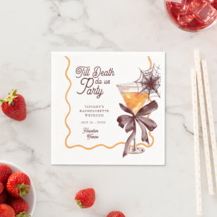 Till Death Bow Cocktail Halloween Bacheloerette Napkin