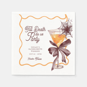 Till Death Bow Cocktail Halloween Bachelorette Napkin