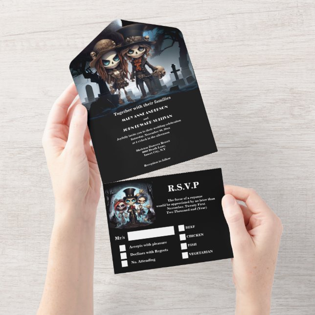 Till death bridal skeletons  all in one invitation (Tearaway)