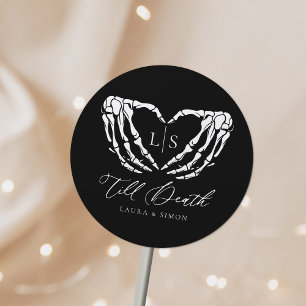 Till Death Chic Modern Gothic Wedding Classic Round Sticker