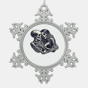 Till Death Do Us - Gothic Skeleton Couple Art Clas Snowflake Pewter Christmas Ornament