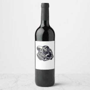 Till Death Do Us - Gothic Skeleton Couple Art Clas Wine Label