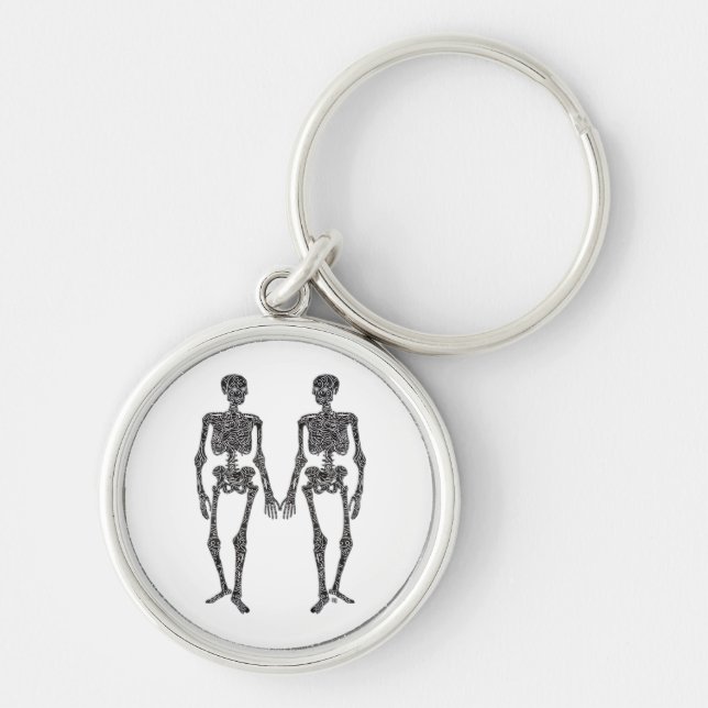 Till Death Do Us Part 2 Skeletons Classic Key Ring (Front)