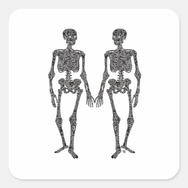 Till Death Do Us Part 2 Skeletons Classic Square Sticker (Front)