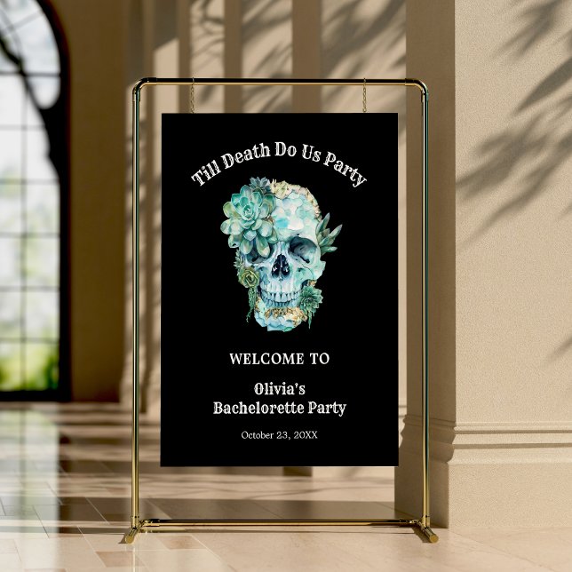 Till Death Do Us Part Bachelorette Party Welcome  Poster (Till Death Do Us Part Halloween Bachelorette Party Welcome Sign  )