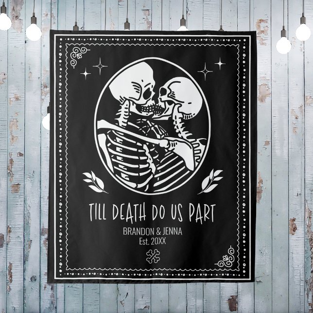 Till Death Do Us Part Backdrop Wedding Skeleton Tapestry (Till Death Do Us Part Backdrop Wedding Skeleton
)