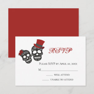 Till Death Do Us Part Black and Red Wedding RSVP Card