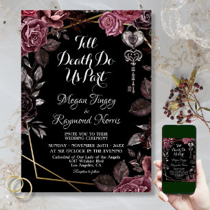 Till Death Do Us Part   Black Gothic Dark Florals Invitation