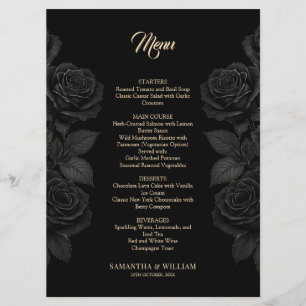 Till Death Do Us Part Black Rose Gothic Wedding Menu