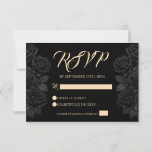 Till Death Do Us Part Black Rose Gothic Wedding RSVP Card