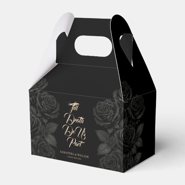 Till Death Do Us Part Black Rose Wedding Favour Box (Front Side)