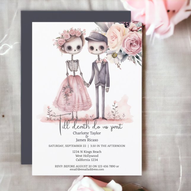 Till death do us part Bride and Groom Invitation (Till death do us part Bride and Groom Invitation from Ricaso. 
Goth/Gothic themed wedding invites)