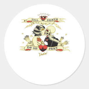Till Death Do Us Part Classic Design For Halloween Round Sticker