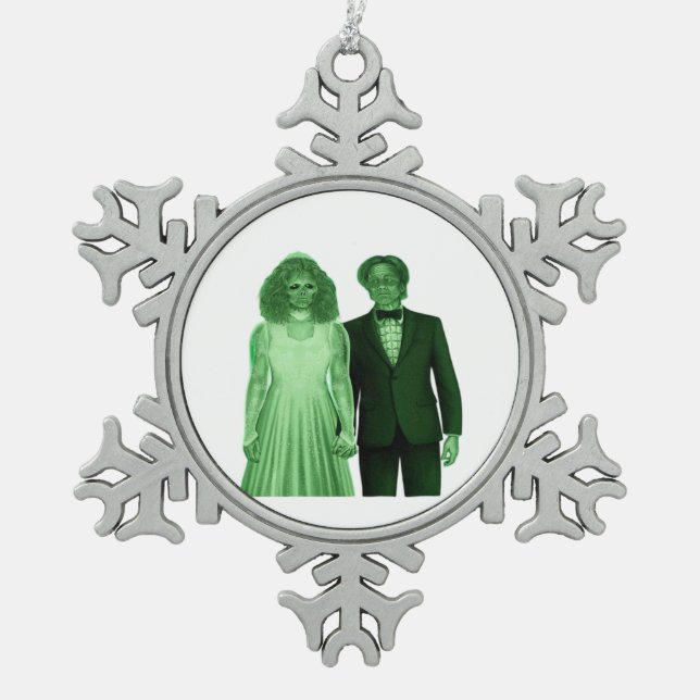 Till Death Do Us Part Classic Design Snowflake Pewter Christmas Ornament (Front)