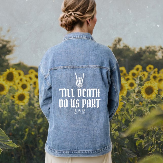 Till Death Do Us Part Custom Skeleton Weddding Denim Jacket (Till Death Do Us Part Custom Skeleton Weddding Denim Jacket
)