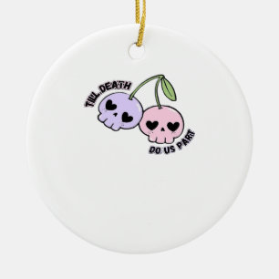 Till Death Do Us Part - Cute Goth Skull Design Cla Ceramic Ornament