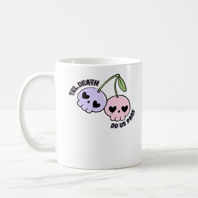 Till Death Do Us Part - Cute Goth Skull Design Cla Coffee Mug (Left)