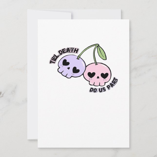 Till Death Do Us Part - Cute Goth Skull Design Cla Holiday Card (Front)