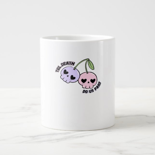 Till Death Do Us Part - Cute Goth Skull Design Cla Large Coffee Mug (Front)