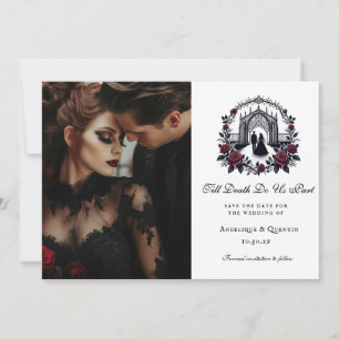 Till Death Do Us Part Elegant Goth Photo Save the  Invitation