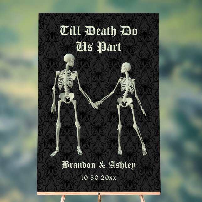 Till Death Do Us Part Elegant Skeletons Acrylic Sign (Neutral)