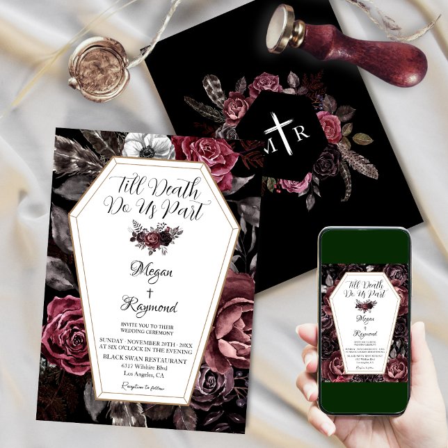 Till Death Do Us Part Floral Elegant Goth Wedding Invitation (Creator Uploaded)