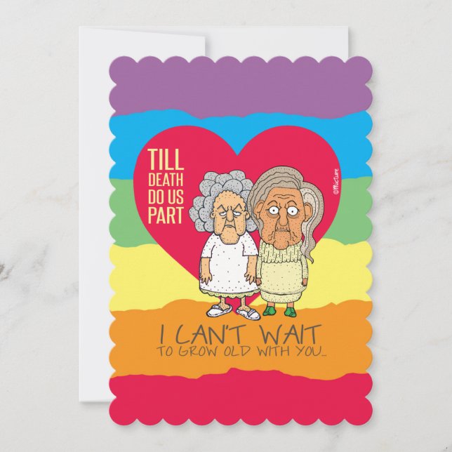 Till death do us part - funny cartoon LGBT love Card (Front)