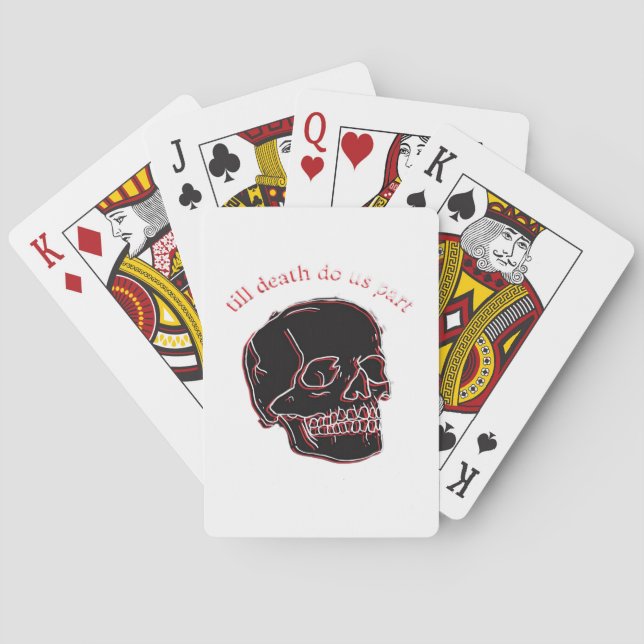 Till Death Do Us Part - Glitch Skull With Funny Te Playing Cards (Back)