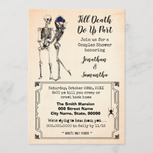 Till death do us part goth couples shower skeleton invitation