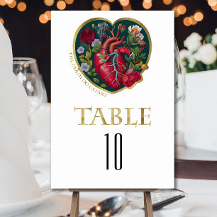 Till Death Do Us Part Goth Heart Gold Halloween Table Number