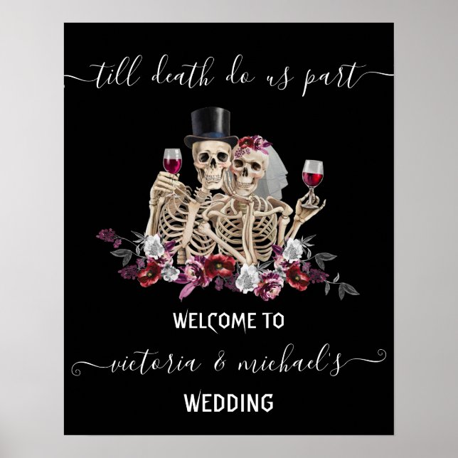 Till death do us Part Goth Skeleton Bride & Groom Poster (Front)