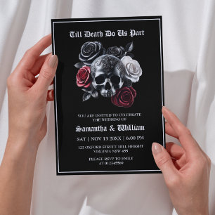 Till Death Do Us Part Gothic Black Wedding Invitation