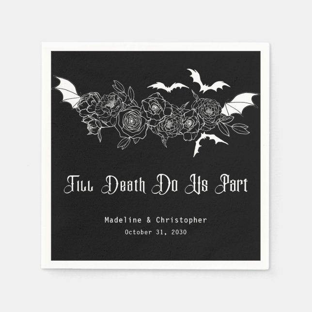 Till Death Do Us Part Gothic Black Wedding Napkin (Front)