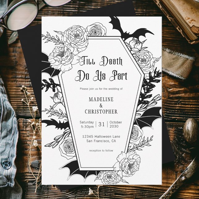 Till Death Do Us Part Gothic Floral Wedding Invitation (Creator Uploaded)