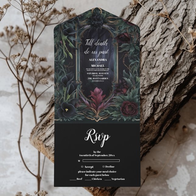 Till death  do us part Gothic Halloween Wedding All In One Invitation (Creator Uploaded)