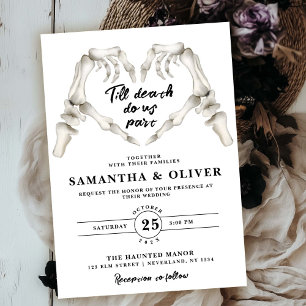 Till Death Do Us Part Gothic Minimal Heart Wedding Invitation