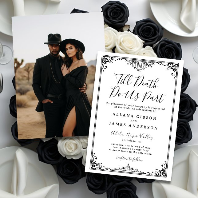 Till Death Do Us Part Gothic Monogram Wedding Invitation (Creator Uploaded)