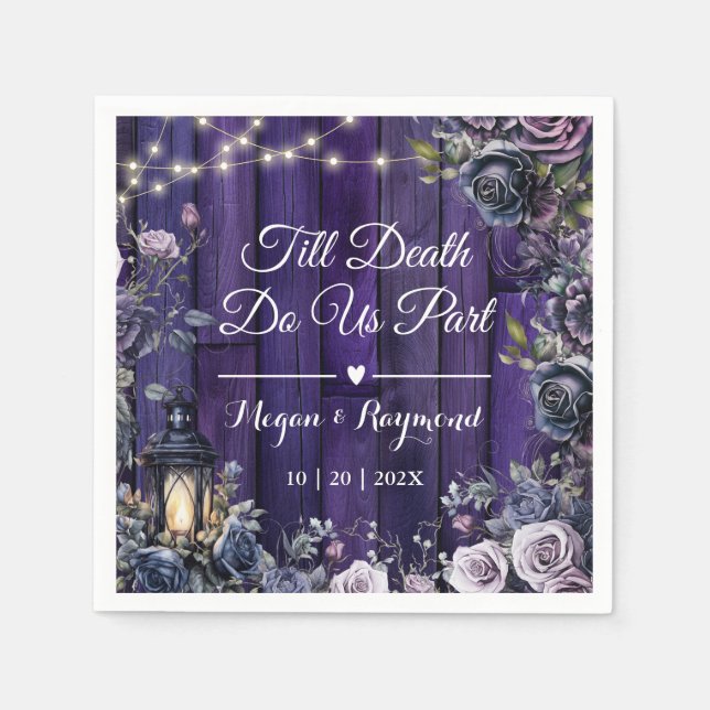 Till Death Do Us Part | Gothic Purple Dark Wedding Napkin (Front)