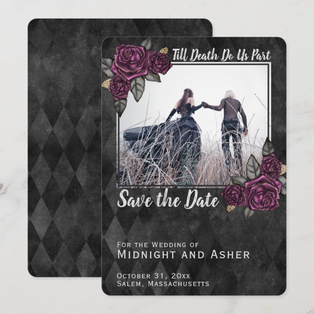 Till Death Do Us Part Gothic Rose Save the Date (Front/Back)