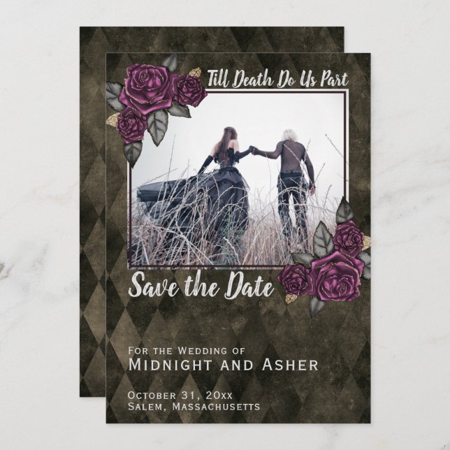 Till Death Do Us Part Gothic Rose Save the Date (Front/Back)