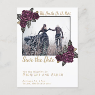 Till Death Do Us Part Gothic Rose Save the Date Announcement Postcard