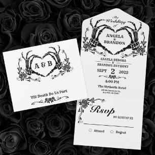 Till Death do us part gothic skeleton wedding All In One Invitation