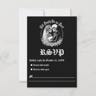 Till Death Do Us Part Gothic Skeleton Wedding RSVP Card