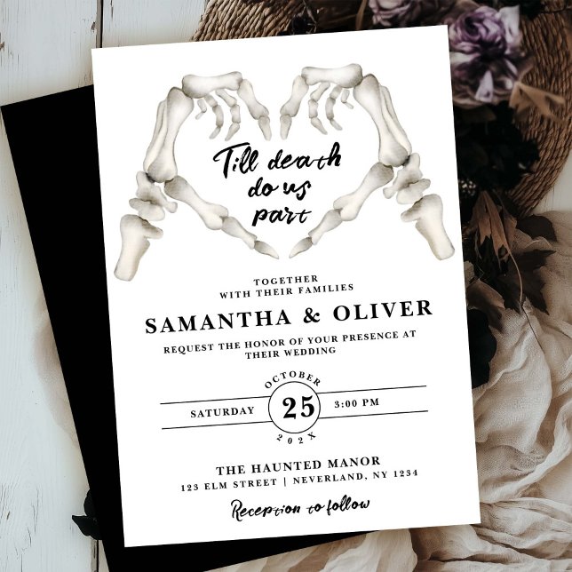 Till Death Do Us Part Gothic SkeletonHeart Wedding Invitation (Creator Uploaded)