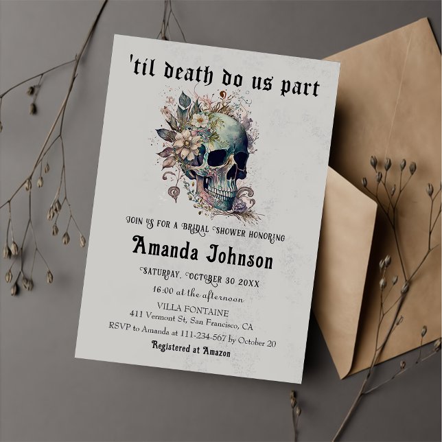 Till Death Do us Part Gothic Skull Bridal Shower  Invitation (Creator Uploaded)