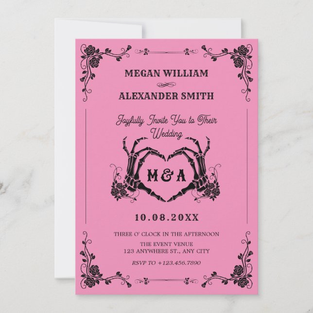 Till death do us part gothic wedding  invitation (Front)